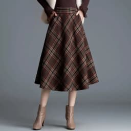 Thick High Waist Plaid A-line Skirt Winter New All-match Elastic Waist Skirt Women Clothing Vintage Pleated Pleated Skirt Ladies