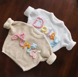 Personalized Baby Sweater, Custom Name Sweater, Hand Embroidery Name Sweater,Newborn Girl Coming Outfit winter baby girl clothes