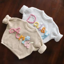 Personalized Baby Sweater, Custom Name Sweater, Hand Embroidery Name Sweater,Newborn Girl Coming Outfit winter baby girl clothes