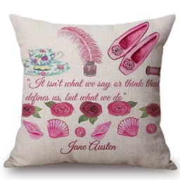 18" Square Floral Jane Austen Quotation Letter Print Sofa throw pillow cover case cotton Linen Nordic Masterpiece Cushion Cover