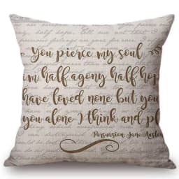 18" Square Floral Jane Austen Quotation Letter Print Sofa throw pillow cover case cotton Linen Nordic Masterpiece Cushion Cover