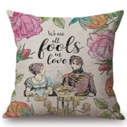 18" Square Floral Jane Austen Quotation Letter Print Sofa throw pillow cover case cotton Linen Nordic Masterpiece Cushion Cover