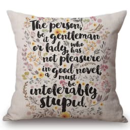 18" Square Floral Jane Austen Quotation Letter Print Sofa throw pillow cover case cotton Linen Nordic Masterpiece Cushion Cover