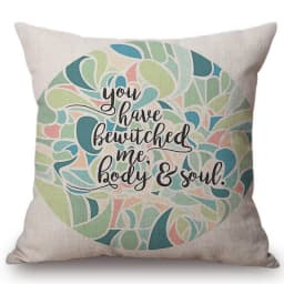 18" Square Floral Jane Austen Quotation Letter Print Sofa throw pillow cover case cotton Linen Nordic Masterpiece Cushion Cover