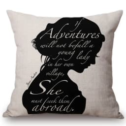 18" Square Floral Jane Austen Quotation Letter Print Sofa throw pillow cover case cotton Linen Nordic Masterpiece Cushion Cover