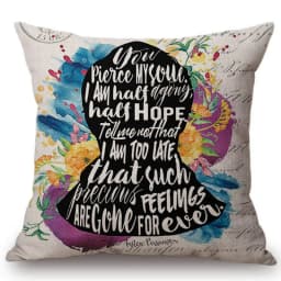 18" Square Floral Jane Austen Quotation Letter Print Sofa throw pillow cover case cotton Linen Nordic Masterpiece Cushion Cover