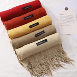 2024 Fashion Solid Color Women Thin Tassel Long Scarf Hijabs Lady Shawls Cashmere Like Pashmina Hijabs Scarves Wraps
