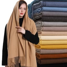 2024 Fashion Solid Color Women Thin Tassel Long Scarf Hijabs Lady Shawls Cashmere Like Pashmina Hijabs Scarves Wraps