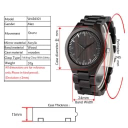 Retro Wood Watches for Men Clock Male Casual Light Ebony Wood Man Full Natural Band Quartz Men's Wrist Watches Relogio Masculino