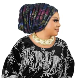 Muslim Headscarf Hat Turbante Mujer African Headpiece Glitter Full Body Pleated Turban Cap for Women 2023 Lady Head Wraps