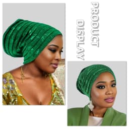 Muslim Headscarf Hat Turbante Mujer African Headpiece Glitter Full Body Pleated Turban Cap for Women 2023 Lady Head Wraps