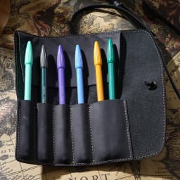 Retro Leather Pen Curtain Simple Pencil Case Roll Up Pen Curtain Makeup Brush Pouch Stationery Storage Bag School Office