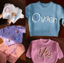 Personalized Baby Sweater handmade thread mixcolor Name Custom Name Sweater Newborn Girl Coming Outfit winter baby girl clothes