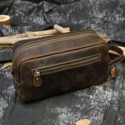 Fashion High Quality Small Travel Bag Crazy Horse Leather Travel Wallet Storage Bag Washing Make Up Bag For Travel toiletry bag