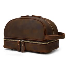 Fashion High Quality Small Travel Bag Crazy Horse Leather Travel Wallet Storage Bag Washing Make Up Bag For Travel toiletry bag