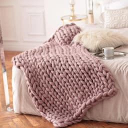 Chunky Yarn Blanket for Bed Hand Woven Sofa Throw Blankets Knitted Warm Grey Beige Air Condition Blankets Bed Sofa Decorative
