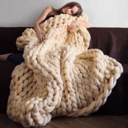 Chunky Yarn Blanket for Bed Hand Woven Sofa Throw Blankets Knitted Warm Grey Beige Air Condition Blankets Bed Sofa Decorative