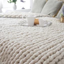 Chunky Yarn Blanket for Bed Hand Woven Sofa Throw Blankets Knitted Warm Grey Beige Air Condition Blankets Bed Sofa Decorative