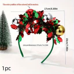 Holiday Christmas Headband, Red and Green Ball Headband Decoration - Suitable for Holiday Parties and Gift Giving