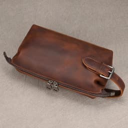 Genuine Leather Clutch Purse Make Up Toiletry Bags Women Man Crazy Horse Leather Cowhide Driver Purse Cosmetic Bag Wash Bags