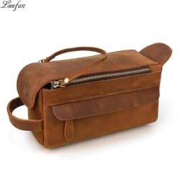 Genuine Leather Clutch Purse Make Up Toiletry Bags Women Man Crazy Horse Leather Cowhide Driver Purse Cosmetic Bag Wash Bags