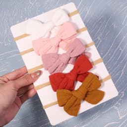 5Pcs/Set Cotton Baby Bows Headband Nylon Headbands Hair Bands for Children Girls Soft Hairband Toddler Newborn Hair Accessories