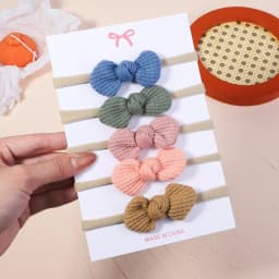 5Pcs/Set Cotton Baby Bows Headband Nylon Headbands Hair Bands for Children Girls Soft Hairband Toddler Newborn Hair Accessories
