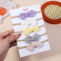 5Pcs/Set Cotton Baby Bows Headband Nylon Headbands Hair Bands for Children Girls Soft Hairband Toddler Newborn Hair Accessories
