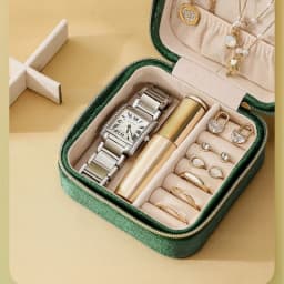 Plush Velvet Jewelry Box For Women Necklace Ring Earrings Organizer Holder Travel Portable Zipper Square Jewelry Storage Case