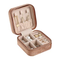 Plush Velvet Jewelry Box For Women Necklace Ring Earrings Organizer Holder Travel Portable Zipper Square Jewelry Storage Case