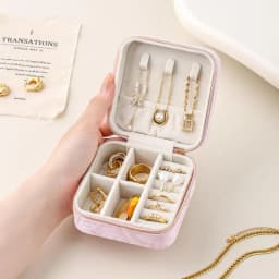 Plush Velvet Jewelry Box For Women Necklace Ring Earrings Organizer Holder Travel Portable Zipper Square Jewelry Storage Case