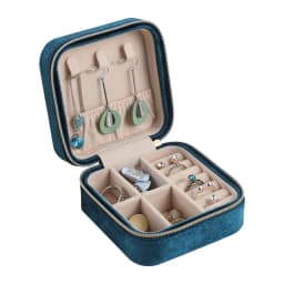Plush Velvet Jewelry Box For Women Necklace Ring Earrings Organizer Holder Travel Portable Zipper Square Jewelry Storage Case