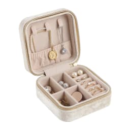 Plush Velvet Jewelry Box For Women Necklace Ring Earrings Organizer Holder Travel Portable Zipper Square Jewelry Storage Case