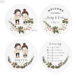 Custom Logo Text Paper Fan Favors Name Bride Groom Event Wedding Schedule Ceremony Gifts Invitation Card