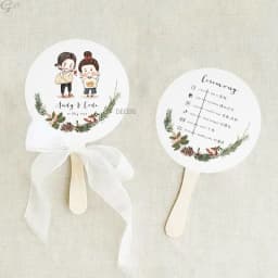 Custom Logo Text Paper Fan Favors Name Bride Groom Event Wedding Schedule Ceremony Gifts Invitation Card