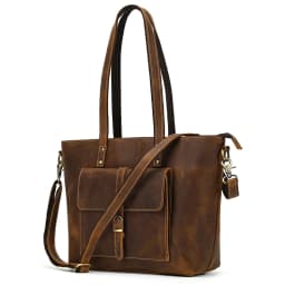 Luufan Genuine Leather Women‘s Tote Big Capacity Daily Business Handbag 14 inch PC Bag Female Large Travel Shoulder Message Bag