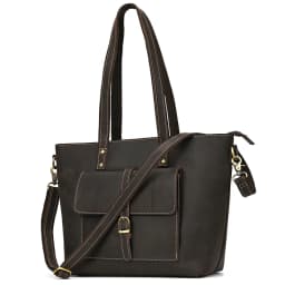 Luufan Genuine Leather Women‘s Tote Big Capacity Daily Business Handbag 14 inch PC Bag Female Large Travel Shoulder Message Bag