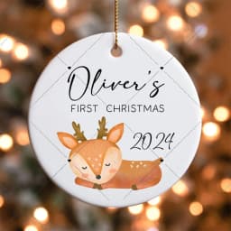 First Christmas Baby Ornament Gift Personalized Ceramic Christmas Ornament Holiday Keepsake Ornament Custom Baby Keepsake