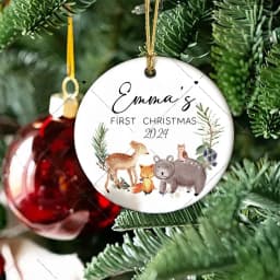 First Christmas Baby Ornament Gift Personalized Ceramic Christmas Ornament Holiday Keepsake Ornament Custom Baby Keepsake
