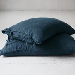 Solid Color Pure Linen Throw Pillow Case Euro Sham for Bed,Custom Size Bowknot Cushion Cover Decoration Pillowcase,Dark Blue