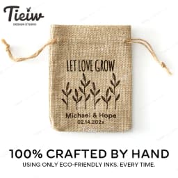 25PCS-Personalized Burlap Wedding Favor Bags with Let Love Grow Gift Pouches for Weddings Parties Events-Guest seeds favor bag