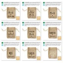25PCS-Personalized Burlap Wedding Favor Bags with Let Love Grow Gift Pouches for Weddings Parties Events-Guest seeds favor bag