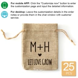 25PCS-Personalized Burlap Wedding Favor Bags with Let Love Grow Gift Pouches for Weddings Parties Events-Guest seeds favor bag