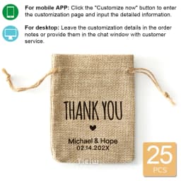 25PCS-Personalized Burlap Wedding Favor Bags with Let Love Grow Gift Pouches for Weddings Parties Events-Guest seeds favor bag