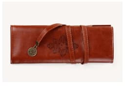 Fashion Vintage Roll PU Leather Pencil Case Twilight Pen Pouch Student Stationery Gift Woman Cosmetic Storage Bag Pencilcase