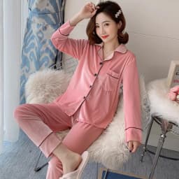 Autumn New Canary Velvet Sleep Wear Women Lapel Button Cardigan Women's Two Piece Set Simple Solid Color Luxury Women's Pajamas