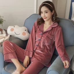 Autumn New Canary Velvet Sleep Wear Women Lapel Button Cardigan Women's Two Piece Set Simple Solid Color Luxury Women's Pajamas
