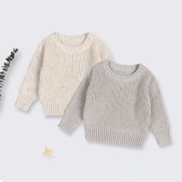 New Auterm&Winter Baby Loose Sweater Knitted Boy Girl Clothes Round Neck Kid Toddler Pullover Baby Solid Chunky Outerwear DGUKYM