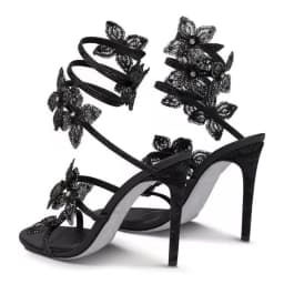 Aneikeh Sexy CRYSTAL Flower Narrow Band Ankle Strap Sandals Woman Thin High Heels Street Style Pole Dancing Ladies Shoes