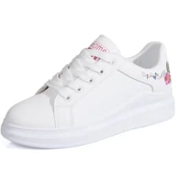 Shoes 2025 Women Running Spring Autumn Fashion White Breathable Embroidered Flower Lace-Up Casual Sneakers Zapatos De Mujer